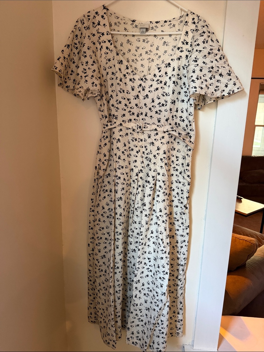 a new day Cream Midi Dress with Black Floral Print